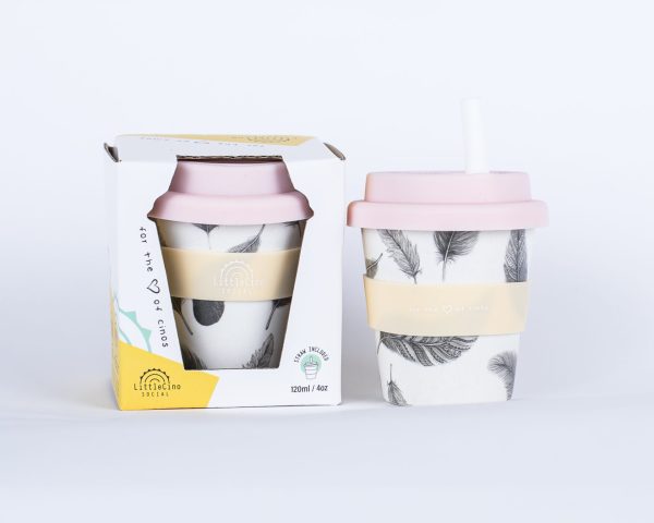 Duotone - our peaches and cream feather babycino cup (straw included)